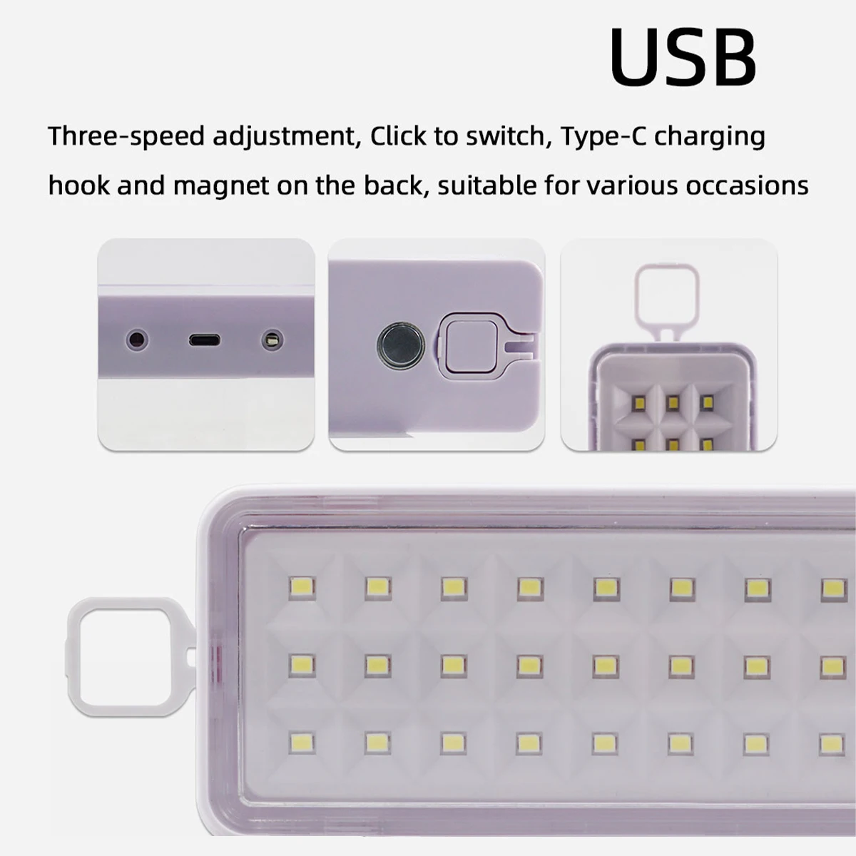 Us/Uk Plug Led Luce di emergenza Lampeggiante Magnete Luce da lavoro Ricaricabile per la casa Usb 30led Per uso domestico Portatile a tre velocità