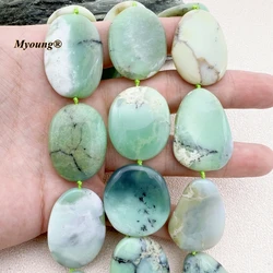 Egg Shape Large Natural Chrysoprase Australian Jades Slice Pendant Beads For DIY Jewelry Making MY231022