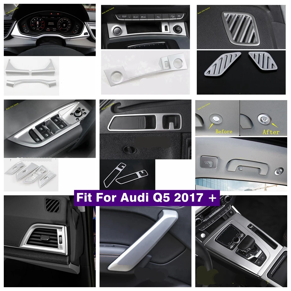 Matte Interior Refit Kit Dashbaord Gearbox Air AC Lift Button Armrest Lights Control Panel Cover Trim For Audi Q5 2017 - 2022