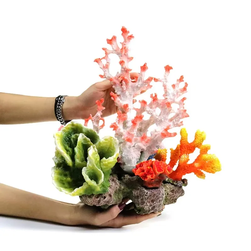 artificial corals for aquarium Simulation Coral Reef Landscape Rockery Shell Pack 5 Piece Plastic Aquarium Box Ornaments for Sea