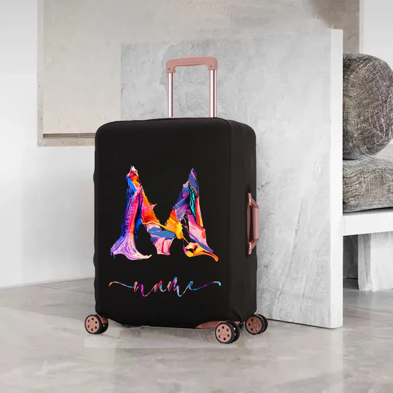 

Initial Personalized Graffiti Print Custom Name Luggage Cover Elastic Dust Bag Cover for 18-32 Inch Removable Dust Bag Suitcase