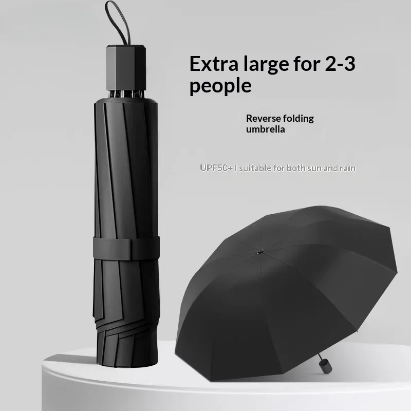 Large Manual Umbrella Men Women Extra Large Windproof Waterproof Double Layer Folding Umbrella Anti-UV Sun Rain 2 Person