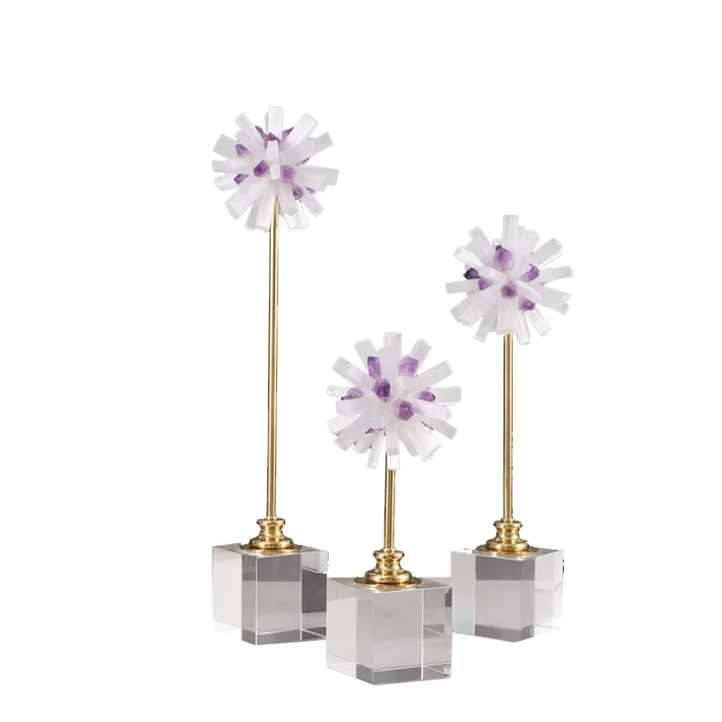 Modern light luxury home jewelry creative natural crystal ball characteristic model room entrance metal ornaments handicrafts