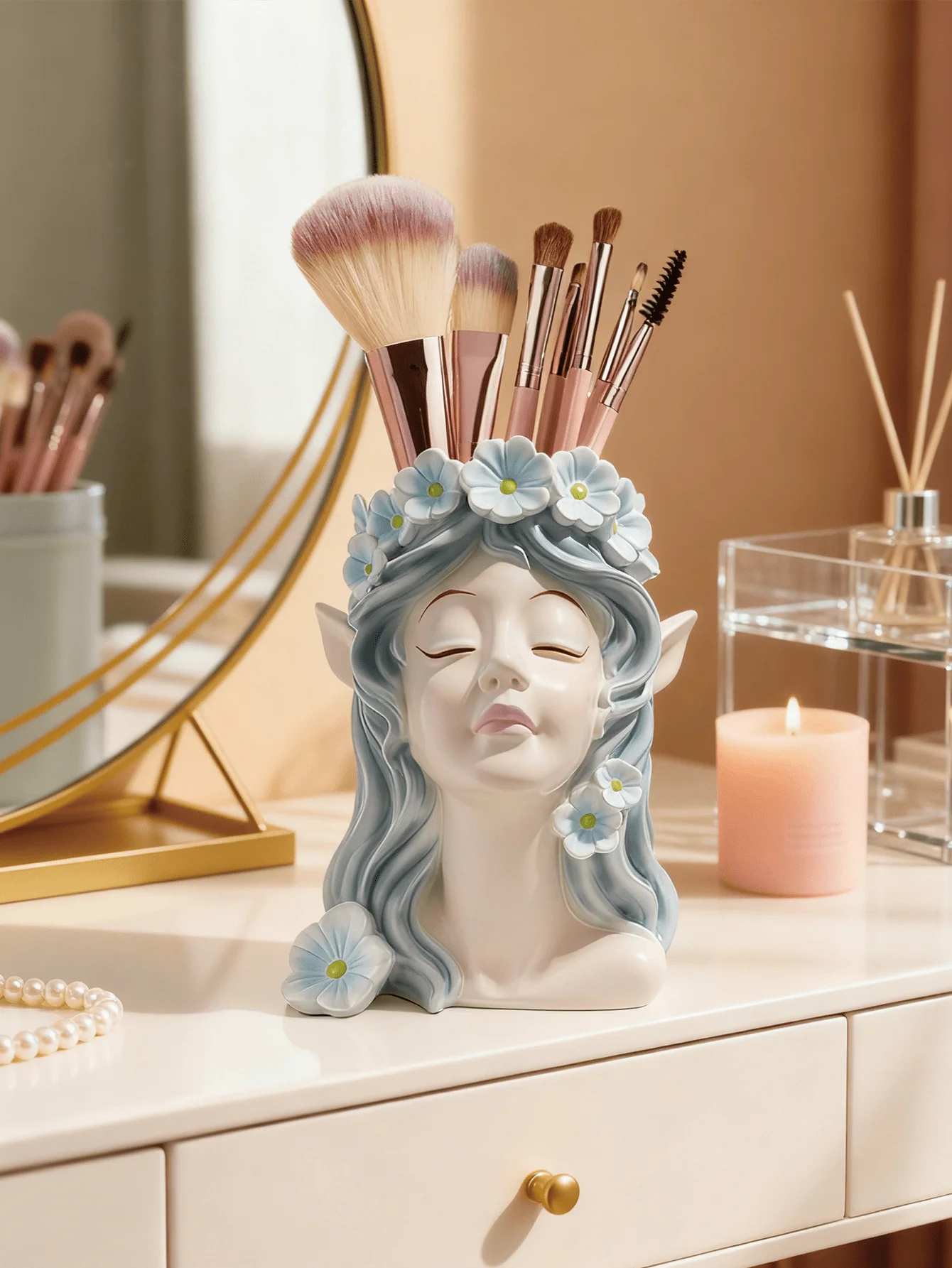 1pc Personalized Makeup Container: For Females, Home Decor/Gift, Essential Storage (Bedroom/Bathroom)