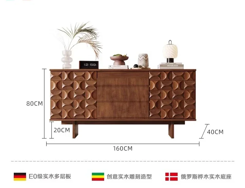 

Solid wood dining side living room log integrated locker light luxury storage entrance cabinet R