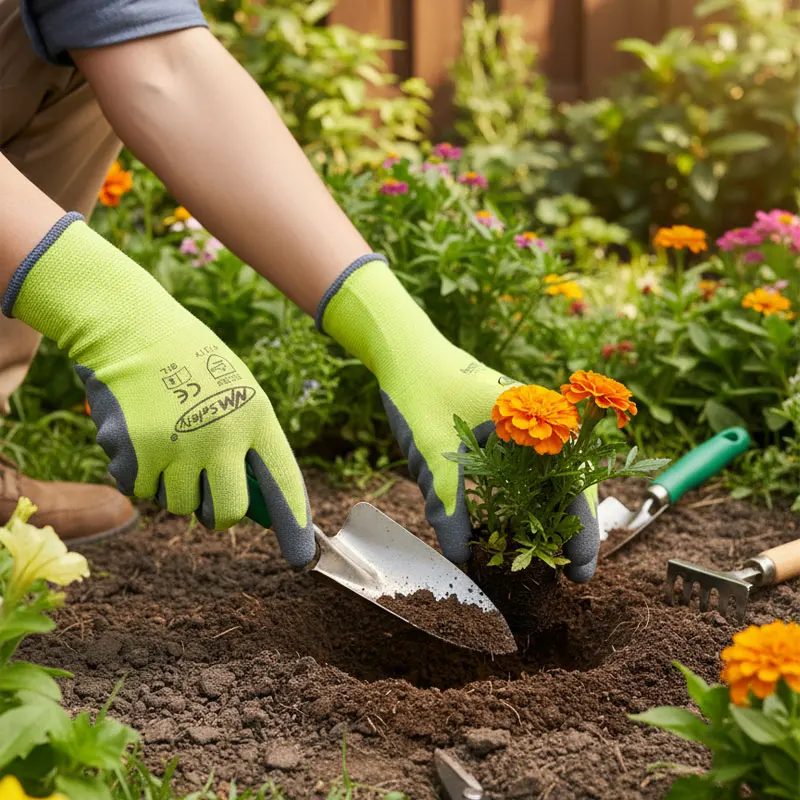 

NMSafety, 6 пар песчаных нитриловых резиновых покрытий, полиэстеровые защитные перчатки для ладоней для мужчин и женщин, высококачественные защитные рабочие перчатки