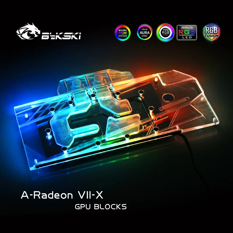 Bykski – bloc d'eau pour AMD Radeon VII, Sapphire RADEON 7, édition de référence, radiateur en cuivre à couverture complète, lumière RGB aura