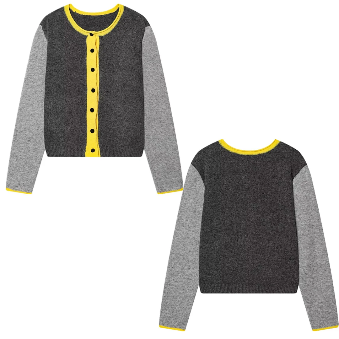 

Jenny&Dave Minimalist Color Blocking Elegant Single Breasted Women's Sweater Knitwear Woman Clothing Woman Clothes Cardigan Tops
