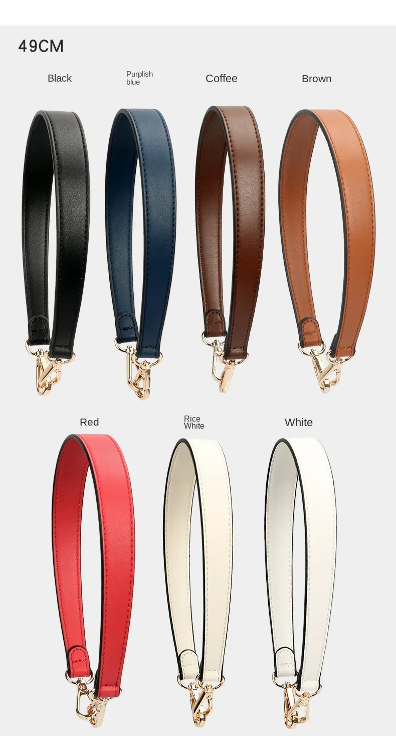 100% Genuine Leather Bag Strap Handbags Handles For Handbag Short Bag Strap Purse Strap Golden Buckle Replacement Bag Belt Band