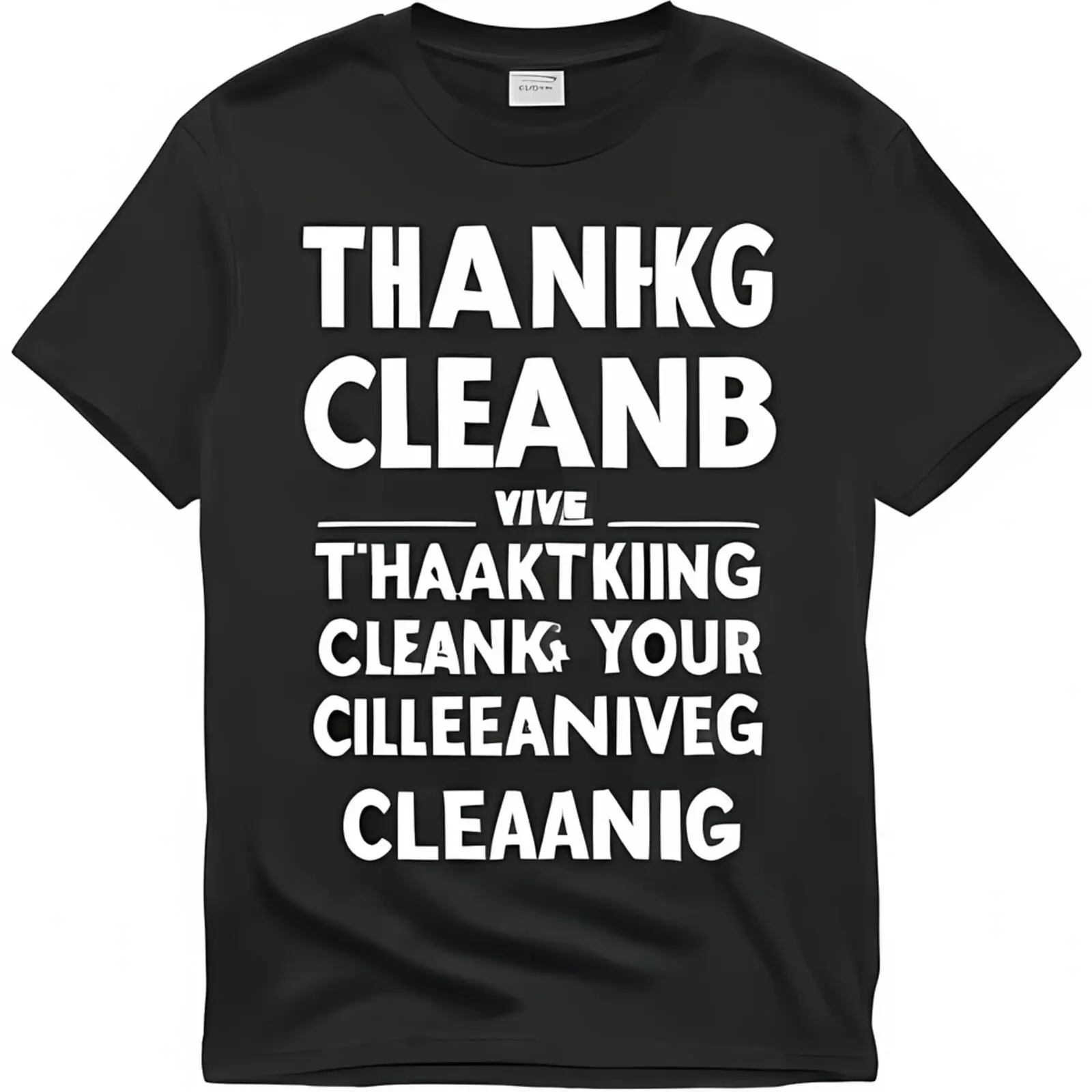 Modern Minimalist Black T-Shirt for Cleaning Services Bold 'THANKFinding clean'