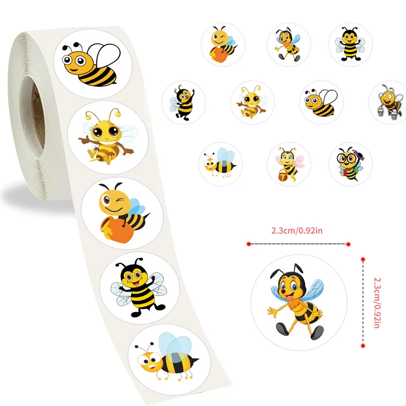 500pcs Cartoon Little Bee PVC Sticker Aesthetic Children's Laptop Decoration Scrapbooking Stationery School Reward Supplies Toys