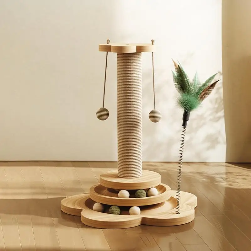 Pet Cat Toy cat scratcher with Turntable Funny Cat Stick Balls Durable Sisal Scratching Board Cat Supplies Cat Grab Column