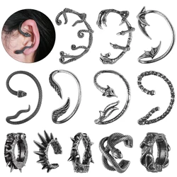 ZS 1/2PCS Snake Spikes Ear Cuff 316L Stainless Steel Wrap Earring Gothic Ear Clips Punk Rock Non Pierced Fake Cartilage Jewelry