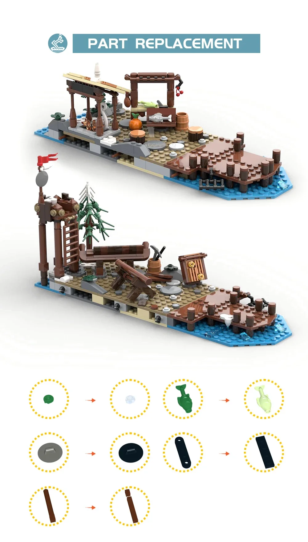 MOC Vikings Village Village Expansion Building Blocks for 21343 Set 584 Bricks Toys Vikingings Banquet Hall Huts House Gifts