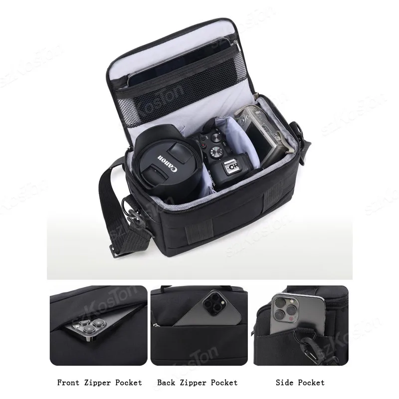 DSLR-Kameratasche Handtaschen Nylon Umhängetasche Kameratasche Tragbare Kameratasche für Sony Nikon Canon Panasonic Fuji SLR-Kamera – Detail 2