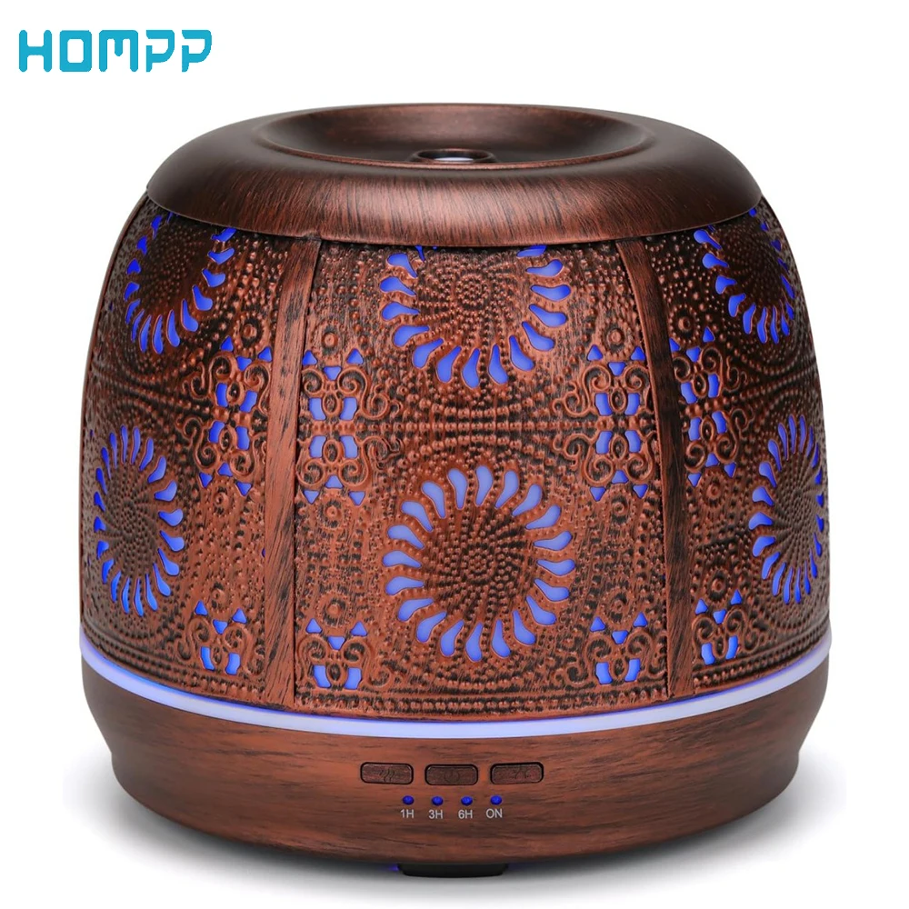 

Essential Oil Diffuser Ultrasonic Metal Aromatherapy Red Bronze Cool Mist Air Humidifier Large 500ml Auto Shut Off Humificador