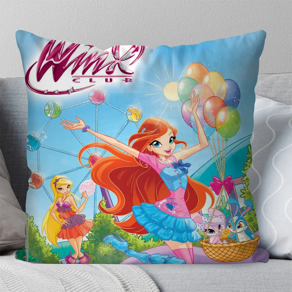 

W-Winx Cartoon Clubs Pillow Case Square Pillow Bedroom Sofa Leisure Comfort Cushion Car Living Room Home Decoration
