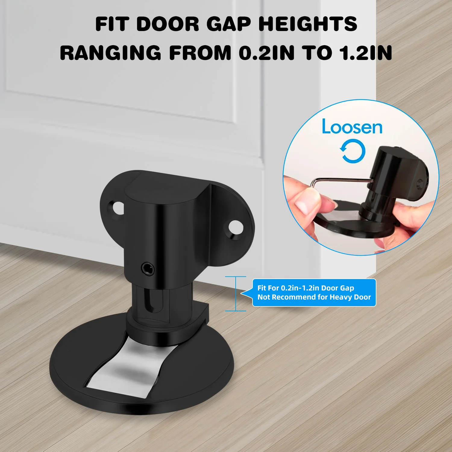 سدادة باب مثبتة على الأرض، ارتفاع قابل للتعديل، شريط لاصق مغناطيسي غير مرئي، سدادة باب الحفر السفلي