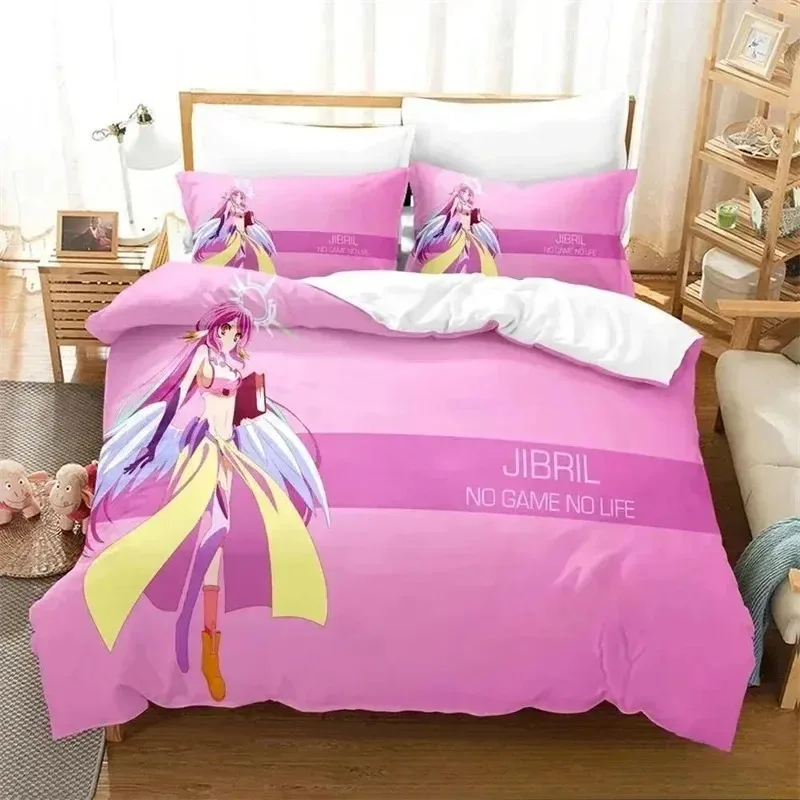 

No Game No Life Anime 3D NEW Duvet Cover Pillowcase Bedding Set Adult Boy Girl Bedroom Decoration Children Single Double Large