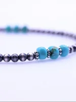 Boho Turquoise Silver Color Beaded Necklace Pendant Design, Unisex Retro Ethnic Style, Perfect for Western, Music Festivals, Gifts 6