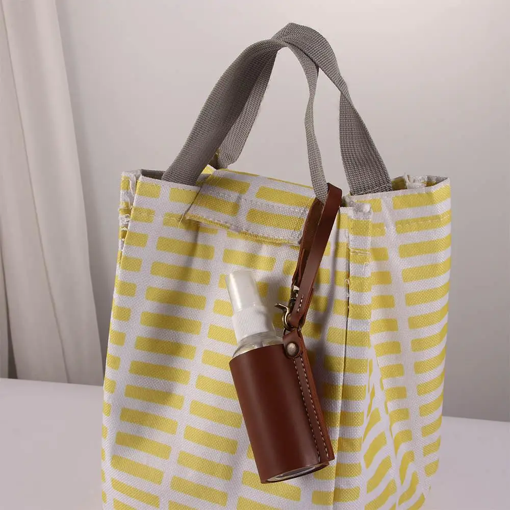 ซองหนังสำหรับใส่ขวดสเปรย์ 60 มล. พร้อมพวงกุญแจ ขวดสเปรย์แบบเติมได้ ขวดแบบใช้ซ้ำได้ พวงกุญแจสำหรับใส่เจลล้างมือ