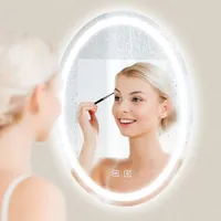 Round Warm White Mirror Aesthetic Display Modern Design Mirror Bedroom Makeup Miroir Led Salle De Bain Bathroom Accessories