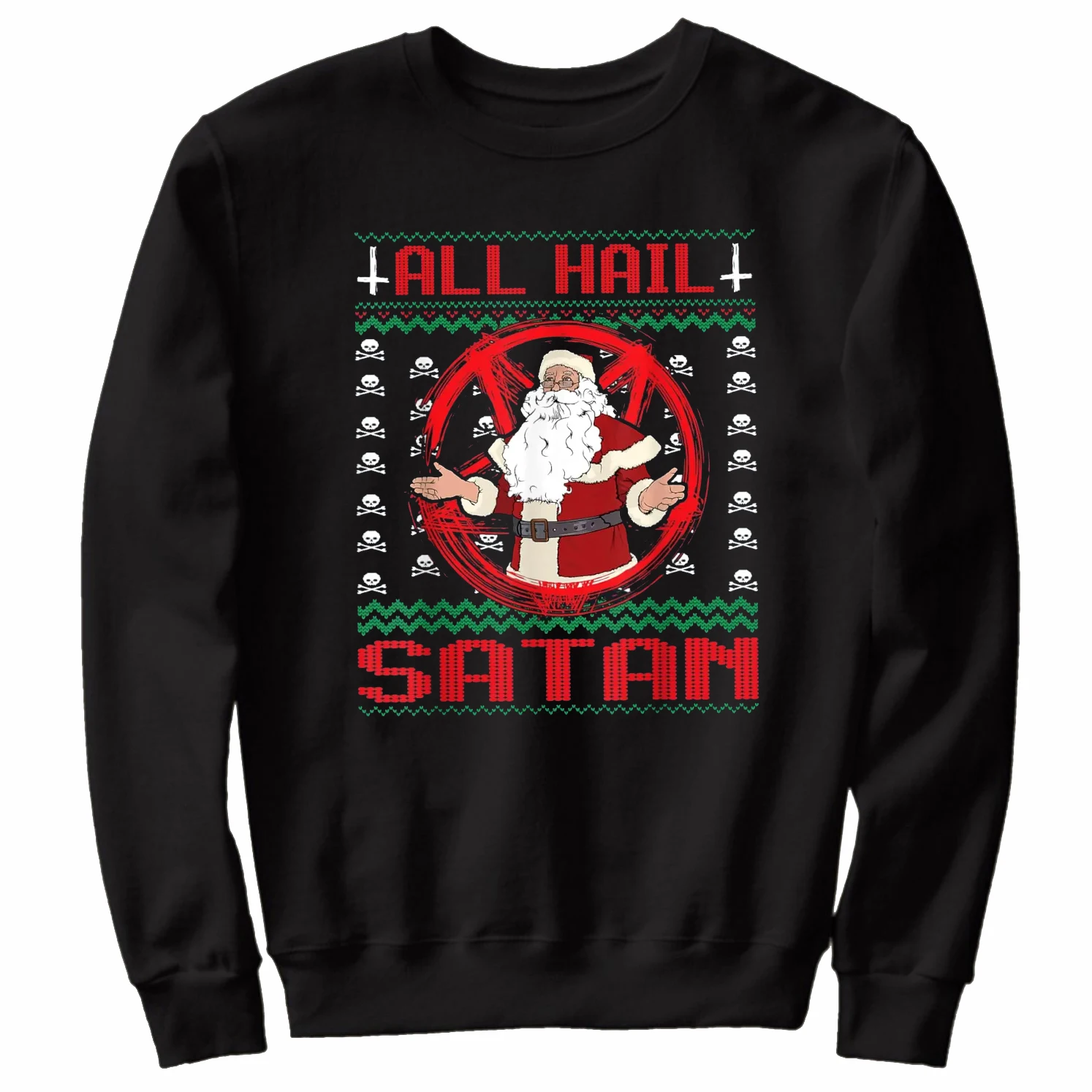 All Hail Satan Gift Satanic Santa Ugly Christmas Sweater Sweatshirts new 100% Cotton Casual Mens Pullover Hoodie Xmas Streetwear