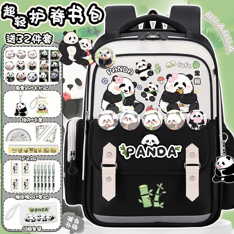 

Panda Huahua primary school girls schoolbag grade three to six cute load-relieving large capacity school backpack girls