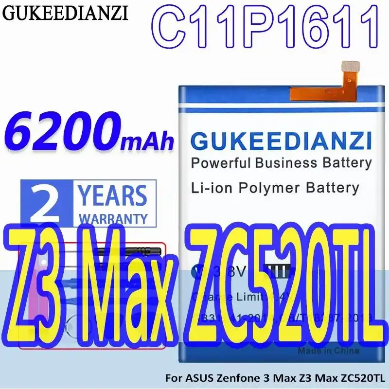 

C11P1611 Mobile Phone Battery For Asus Zenfone 3 Max Z3 ZC520TL Fast Charging 6200Mah Stable
