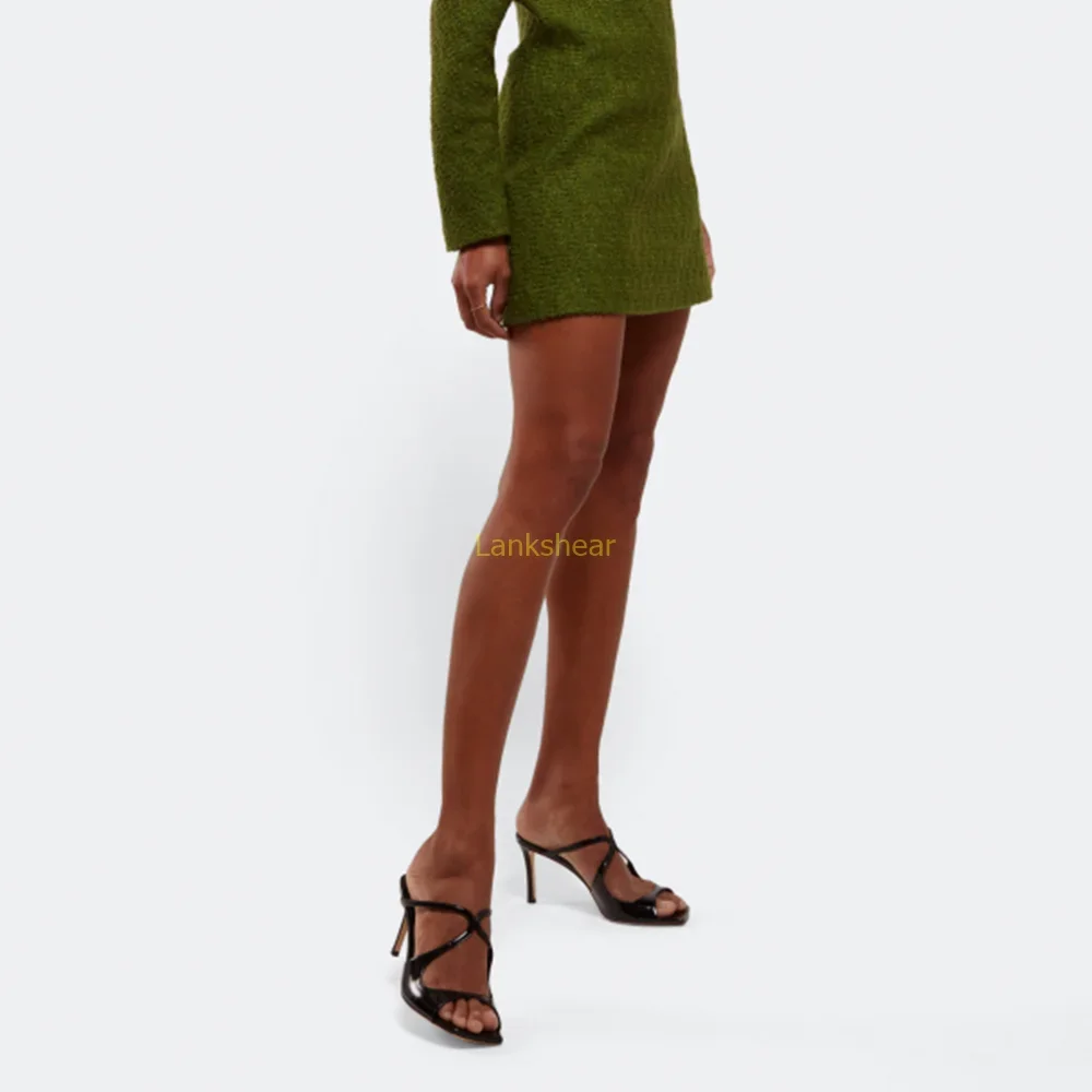 

Patent Leather Square Toe Slingback Sandals Thin Heel Solid Slip On Shallow New Arrivlas Fashion Women Modern Shoes