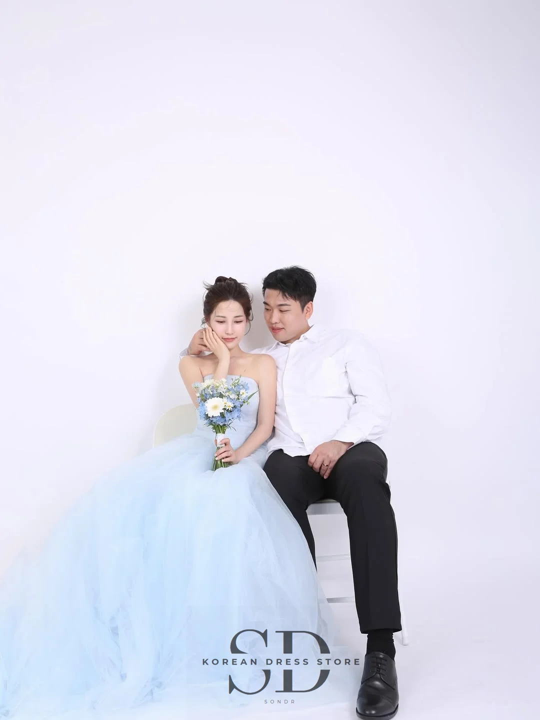 Sondr Light Blue Korean Wedding Dresses Strapless Customized Bridal Self-Wedding Dress Photo Shoot Corset Evening Party Gown