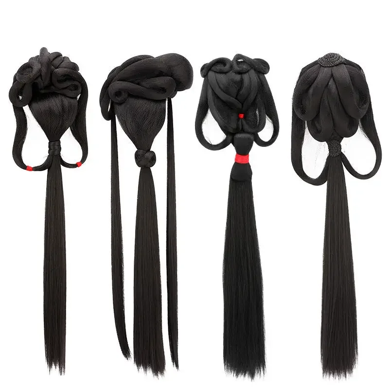 Ming Style Hair Bunch Han Wig Bag Hole Head Wear Tang Hair Back Head Bun Style Performance Wig Hanfu Girls Cosplay Props Hair