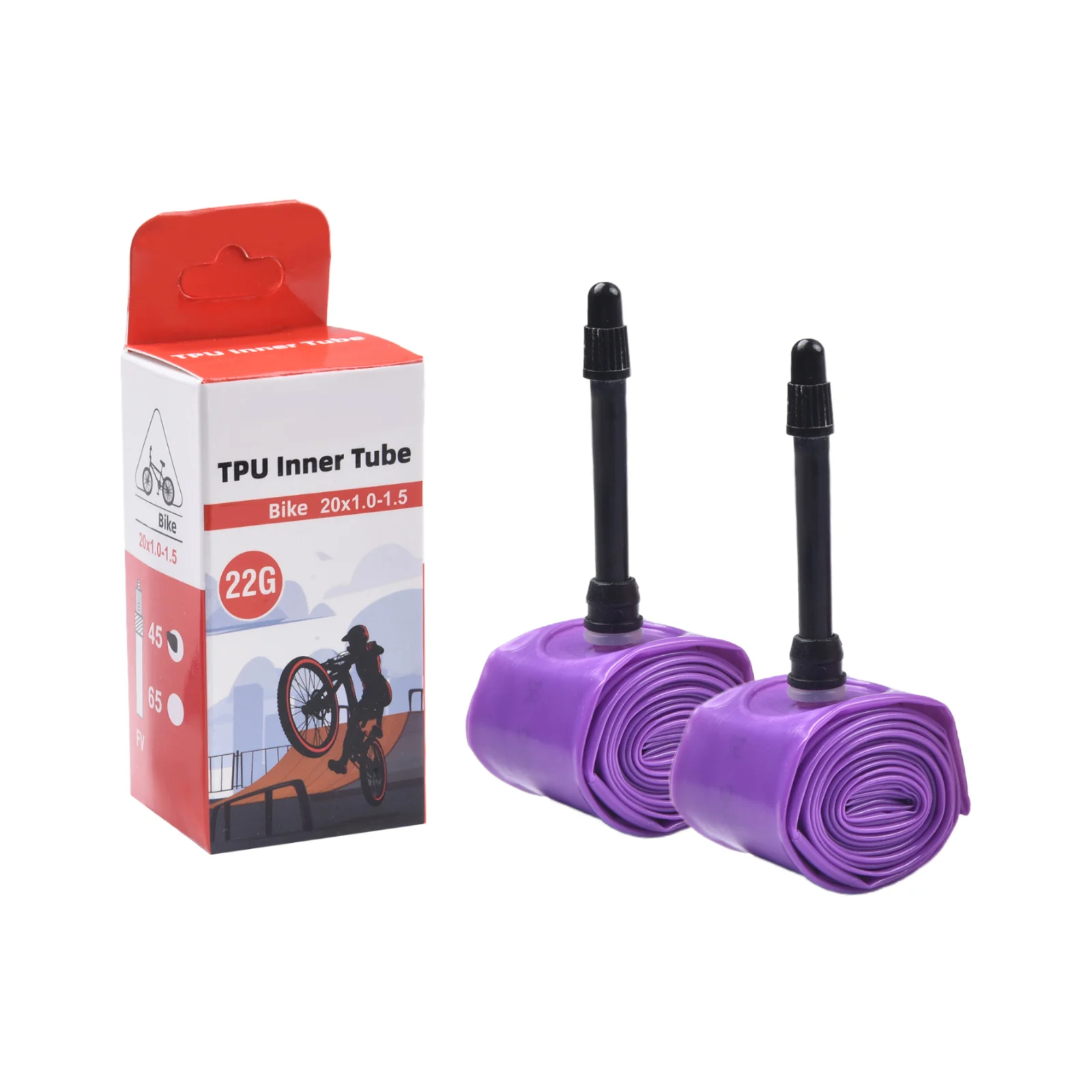 Bicycle Part Inner Tube Garden Outdoor Inner Tube Mountain Bike Purple TPU TPU & Metal Tire S Weight 20inch 22g 65mm