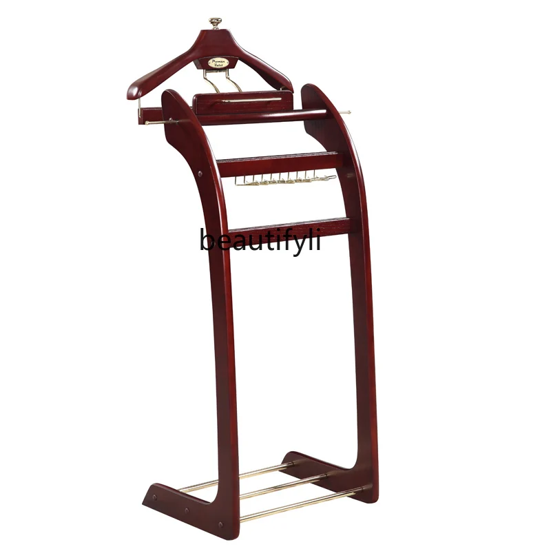 Wooden Suit Rack Luxury Suite Clothes Rack Hotel Hotel Floor Coat Rack Multifunctional