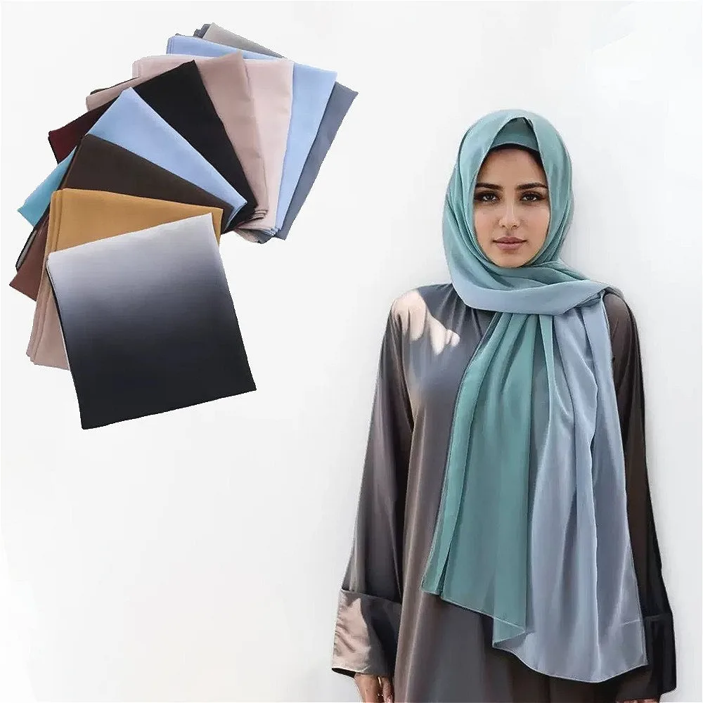 

Новый градиентный цветной модальный хиджаб, мягкий эластичный шарф, мусульманский модный платок, тюрбан, хиджаб для женщин, исламская одежда, Джерси, хиджаб