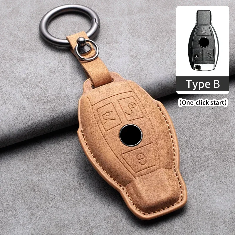 

Leather Car Key Case Cover for Mercedes Benz W205 W212 X166 W176 W211 W204 W222 W463 CLA GLC GLK W203 W212 C180 GLK300 CLS SLK