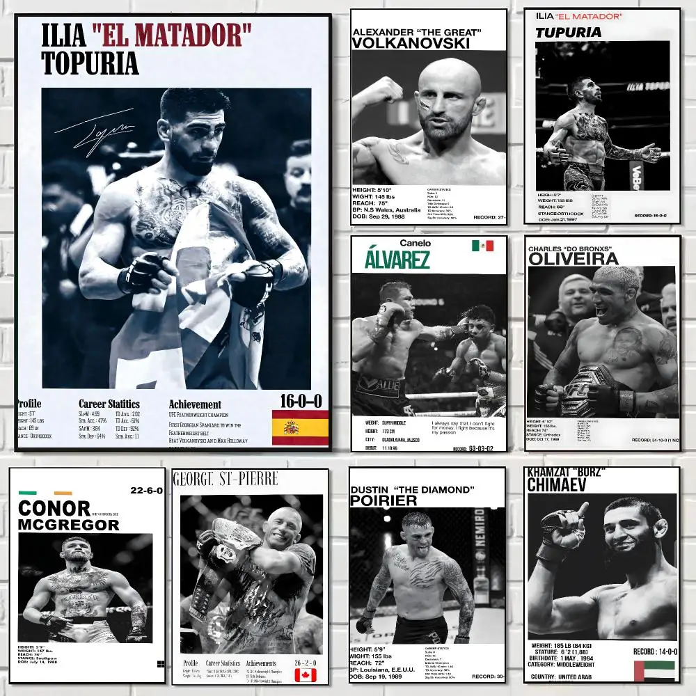 Fighter Legend Boxer Champion Poster Pegatina artistica HD autoadhesiva impermeable para salon dormitorio