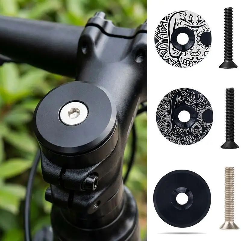 Durable Bicycle Stem Cover with Screw High Strength Aluminum Alloy Front Fork Top Tube Cap for Mountain Road Commuter Bikes