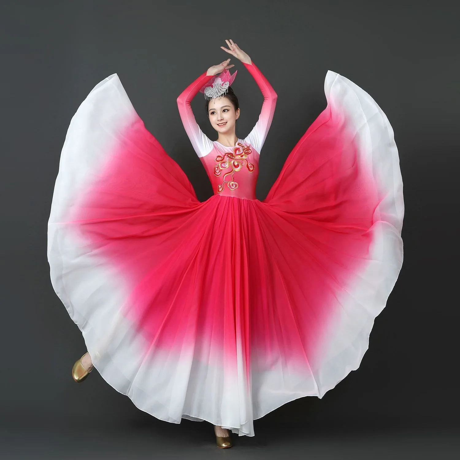 Performance Flamenco Dance Dress Sports Meeting Opening Dance Costume Large Swing Skirt Gradient Color Stage Dance Accompaniment