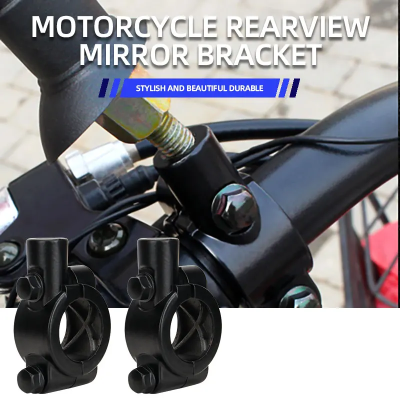 

2Pcs Motorcycle Handlebar Mirror Mount Clamp 8mm 10mm Thread Rearview Mirror Holder Adapter Bracket Retainer Black