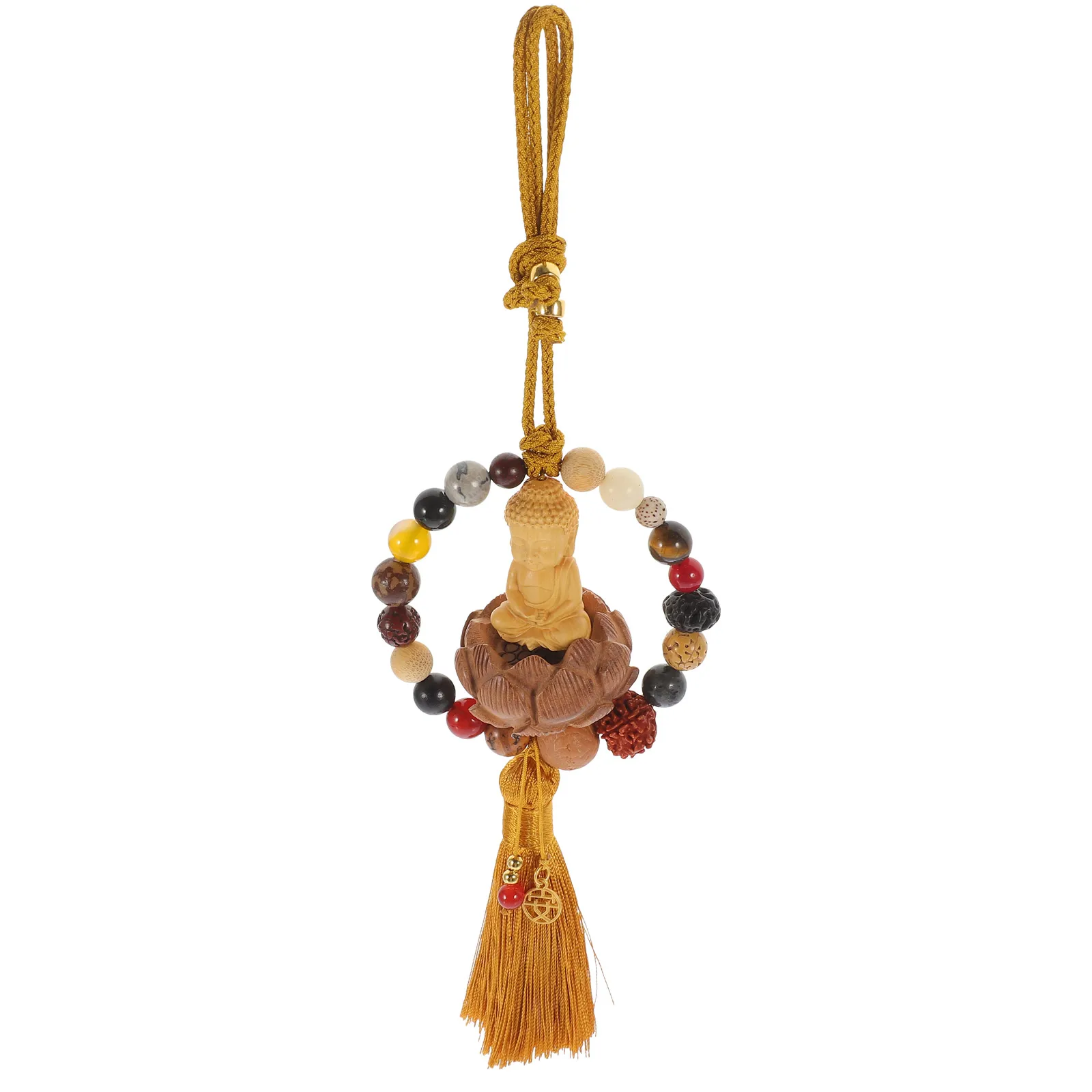 

Buddha Peach Wood Lotus Pendant Chinese Style Car Hanging Ornament Wall Decor For Home Vehicle Bag Backpack Hanging Craft
