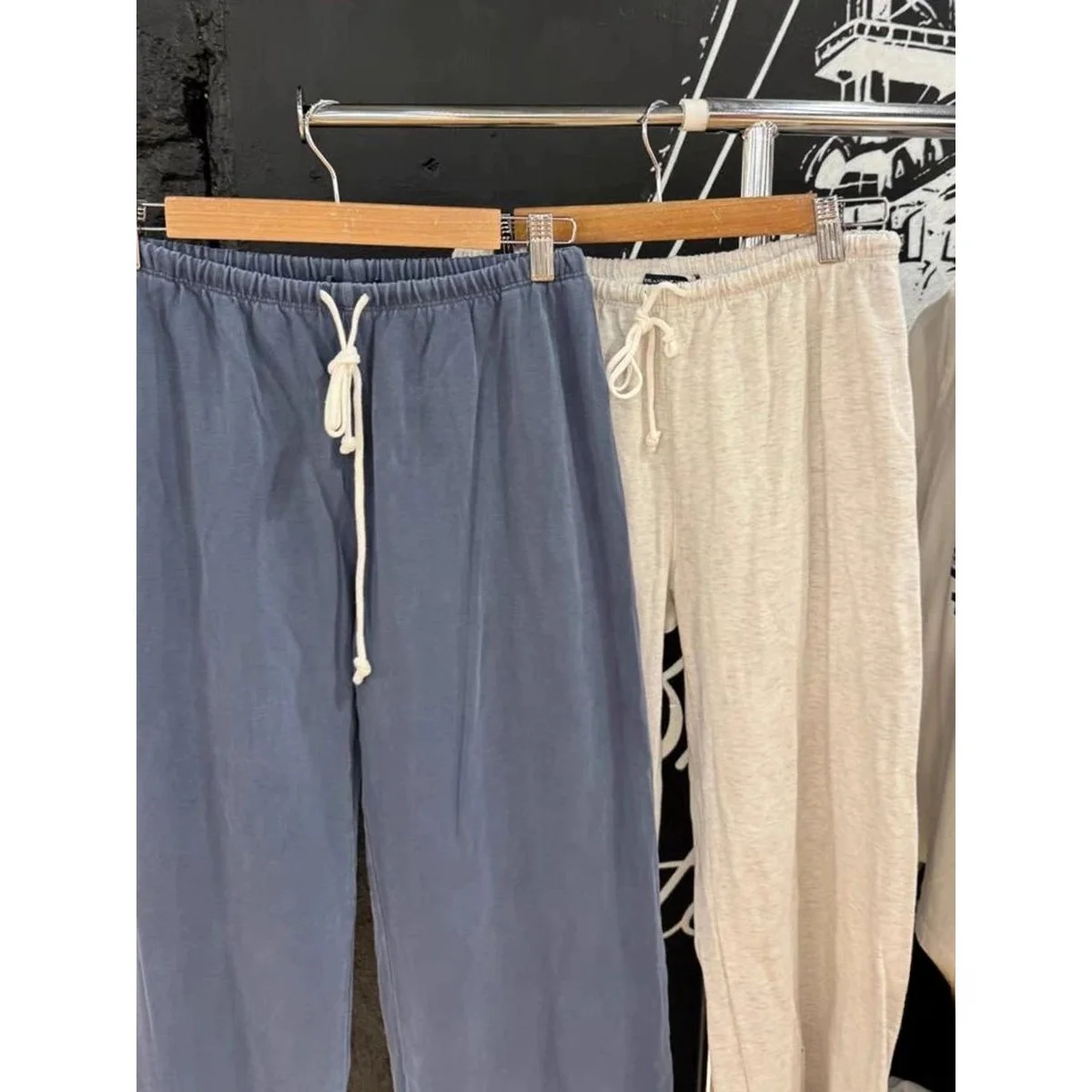 Calças de Mole Casuais de Cintura Alta com Cordão, Estilo Solto e Confortável para Mulheres, Material Respirável