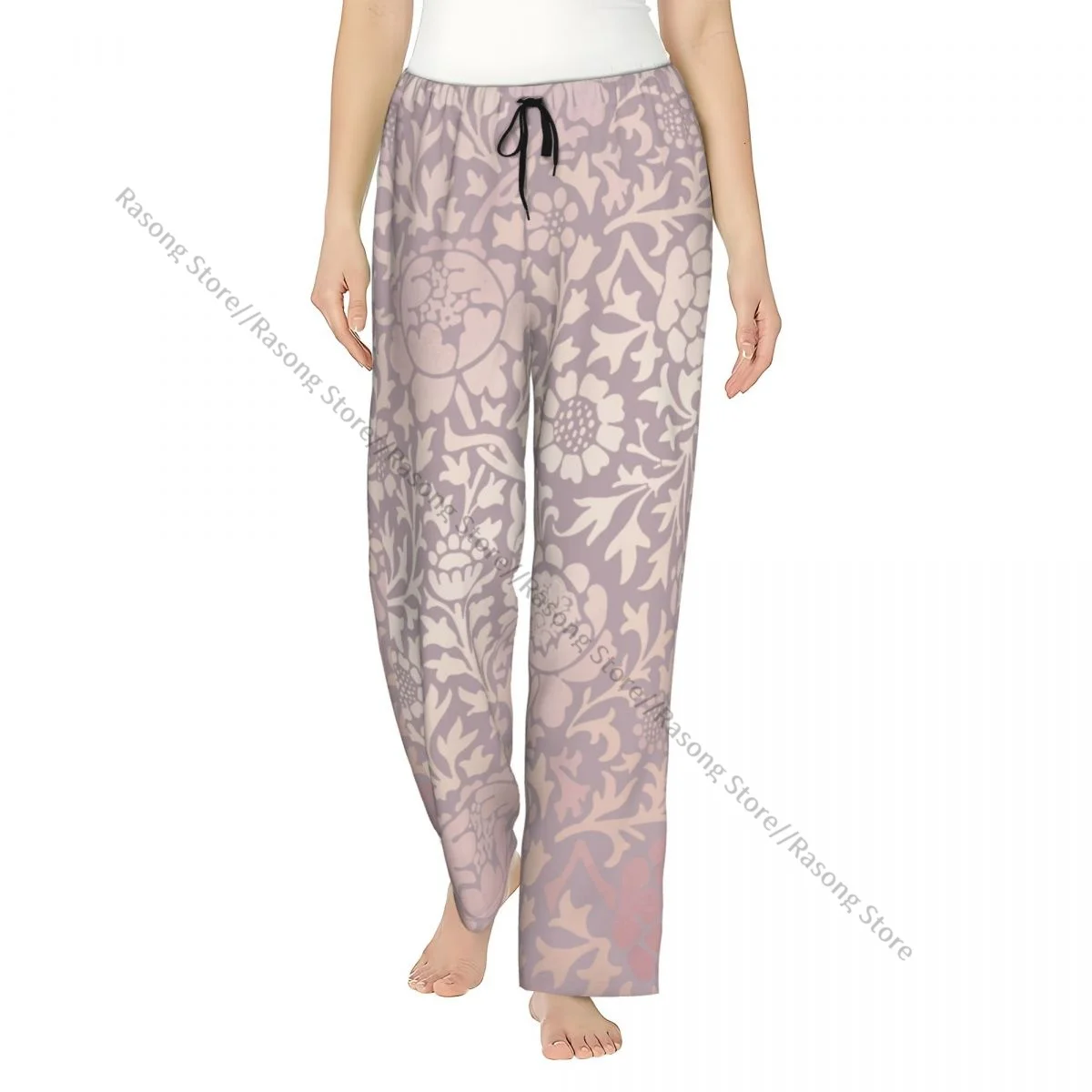 

Cozy Flannel Pajama Pants for Women William Morris Flower Sleep Bottoms Home Loungewear