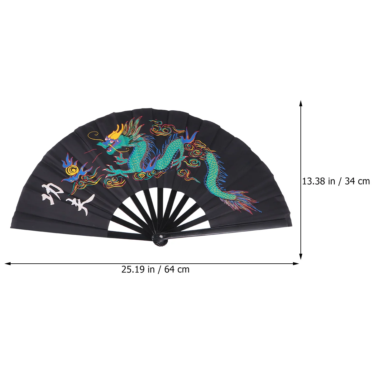

1Pcs Eco-Friendly Black Dragon Chinese Fan for Kung Fu Taichi Performance Reusable Plastic Handheld Dance Fan Festival Stage