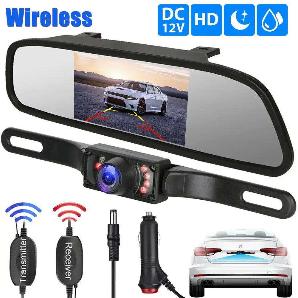 

Wireless Car Reversing Backup Camera 5 inch Vehicle Rear View Mirror Monitor Parking Kit