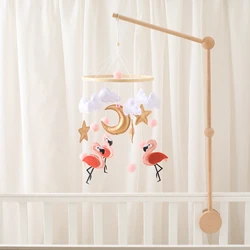 Crib Mobile Baby Wooden Bed Bell Mobile Hanging Rattle Toys 0-12Months Soft Felt Flamingo Doll Toys Bed Holder Bracket Kid Gifts