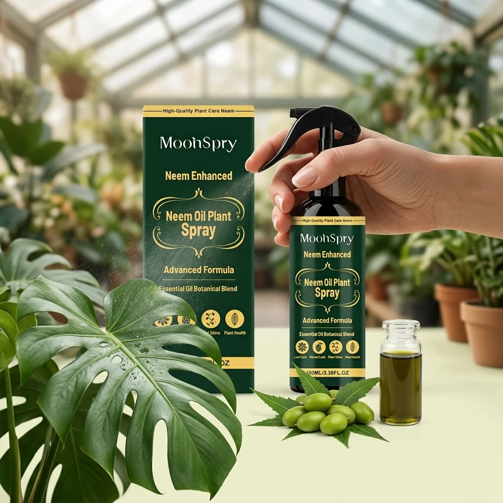 Moonspry Neem Oil Plant Spray Improve Leaf Glossiness Enhance Transparency Advanced Botanical Formula Leaves Nutrient Supplement