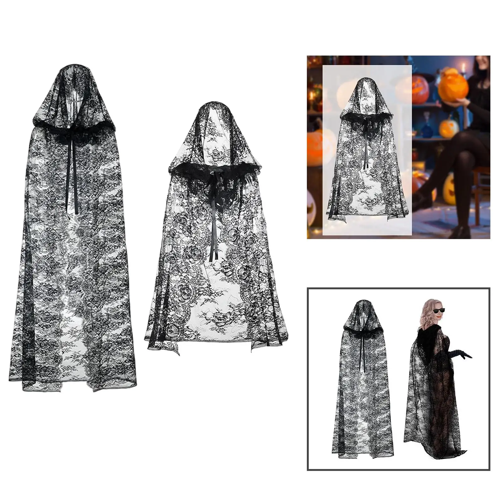 

Хэллоуин косплей кружевной плащ ведьмы для вечеринок и костюмированных мероприятий свободного покроя