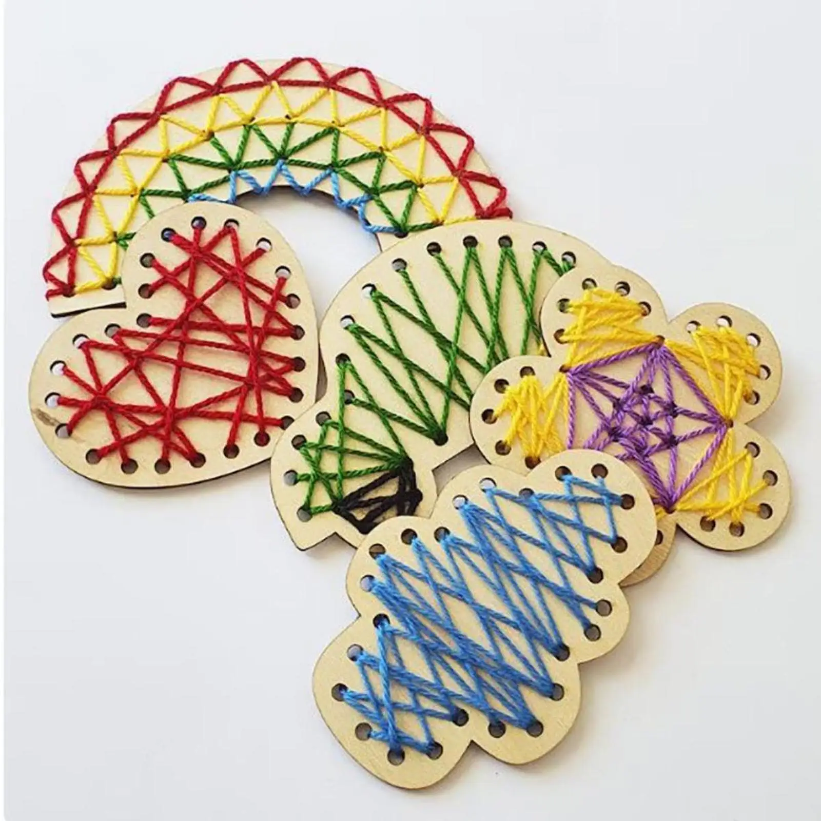 Wooden Kids Lacing Toy Craft Panel Fine Motor Skill Developmental Educational Toy for Boys Girls for Learning