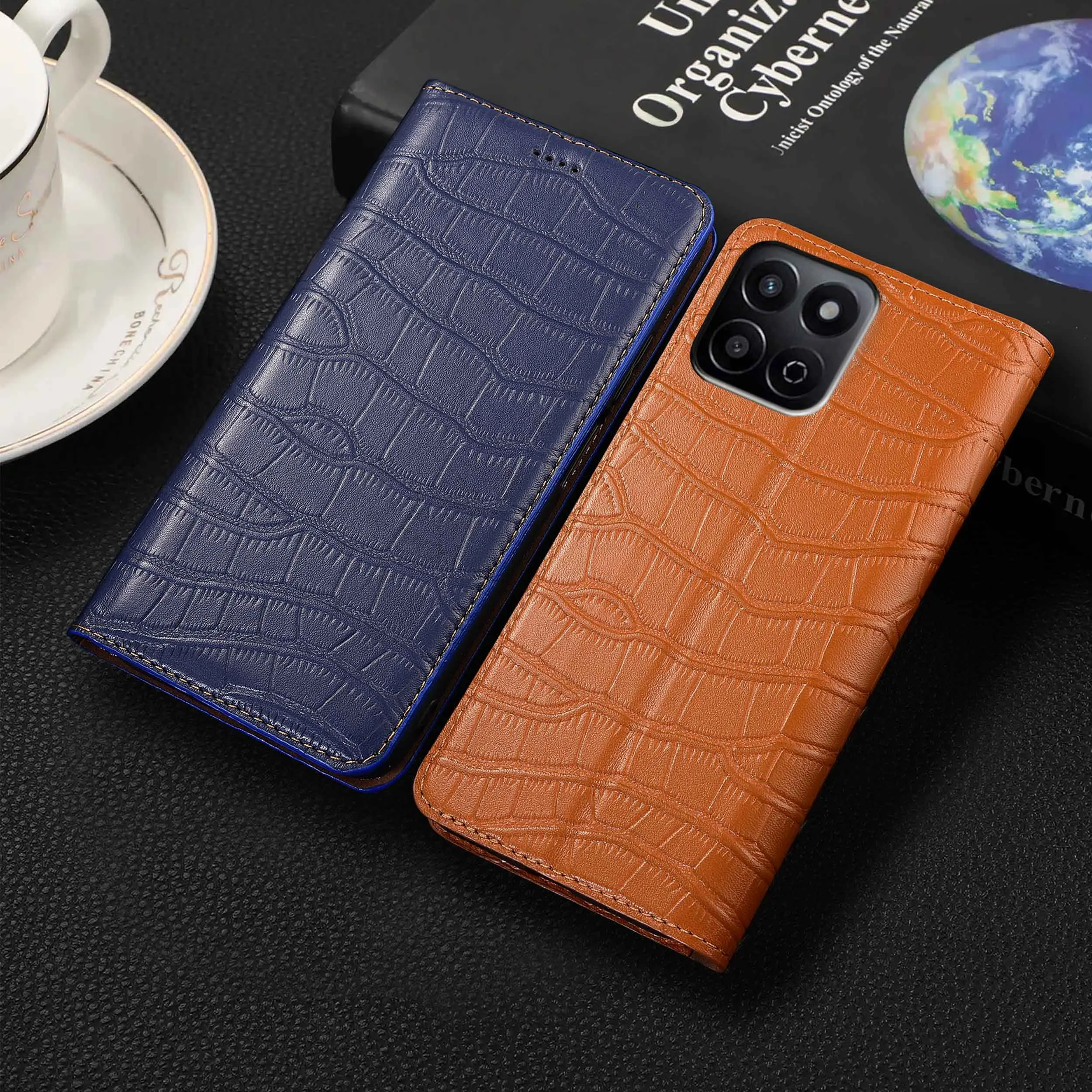 

Для Honor Play 8T 9A 20 30 40 50 60 Plus Pro крокодиловый живот узор из натуральной кожи флип-чехол для телефона из воловьей кожи с защитой от царапин